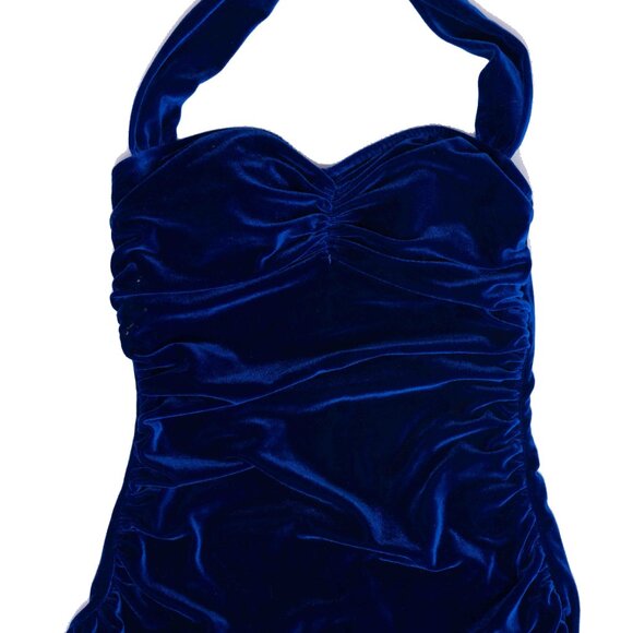 Retro Velvet Swimsuit Bodysuit-1950s style Pinup - Picture 2 of 3